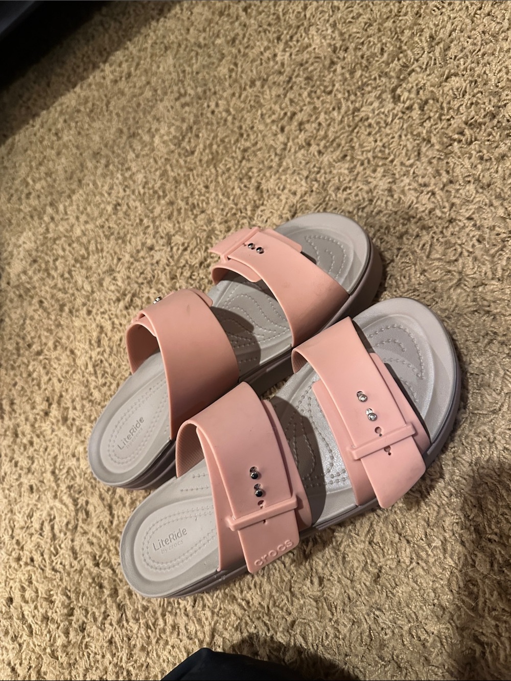 CROCS Women's Blush Pink Platform Slide Sandals - Picture 4 of 4